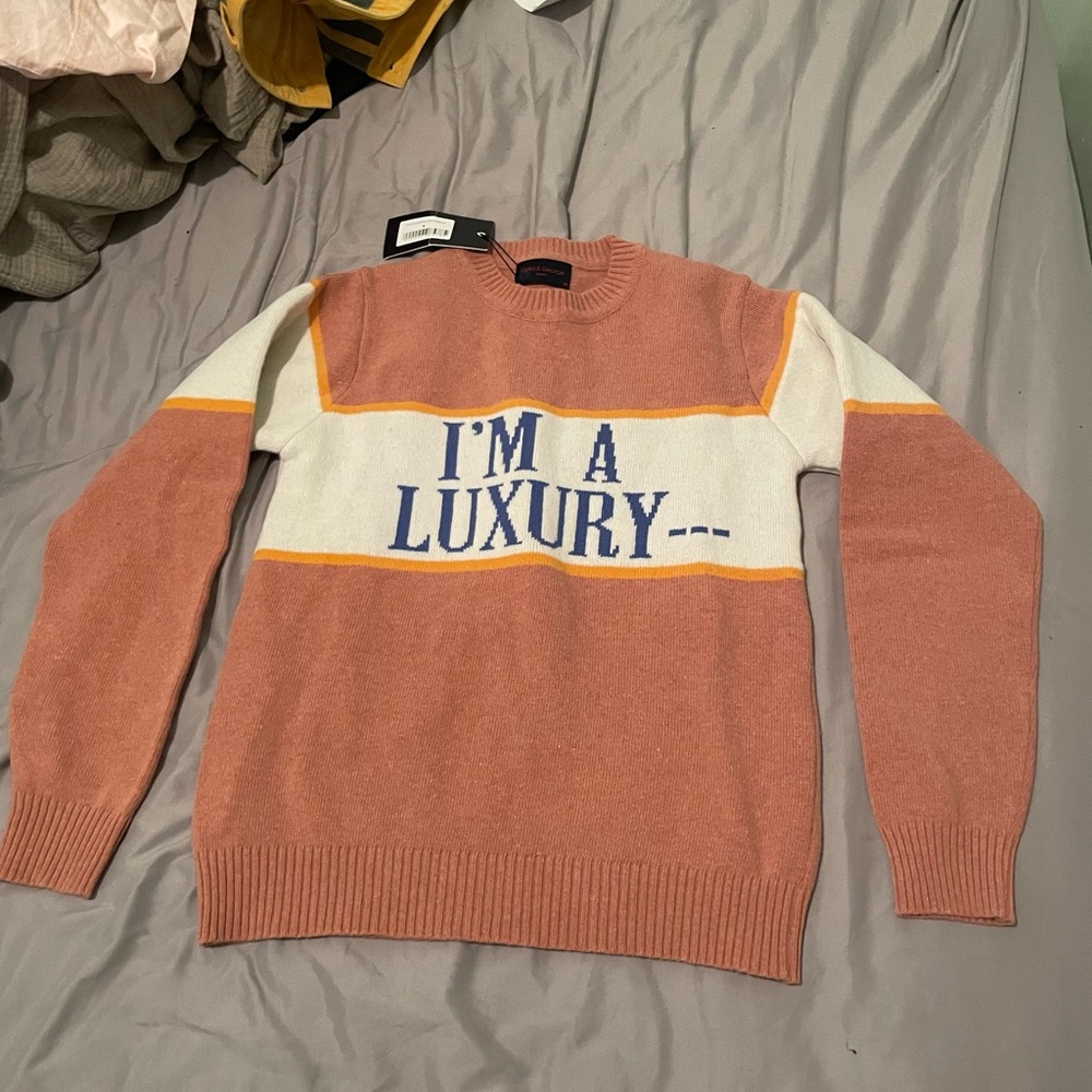 Luxury Statement Sweater - Pink and White